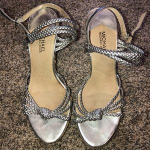 Michael Kors size 9.5 silver espadrille wedges